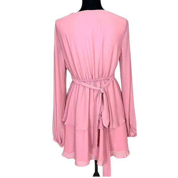 MAJORELLE Berkshire ChiffonTiered Mini Dress Blush - Picture 6 of 7